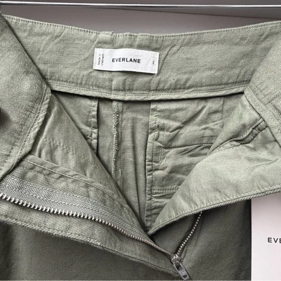 Everlane Wide-Leg Linen-Blend Pants in Lichen Green NWT Size 2 - Picture 3 of 6